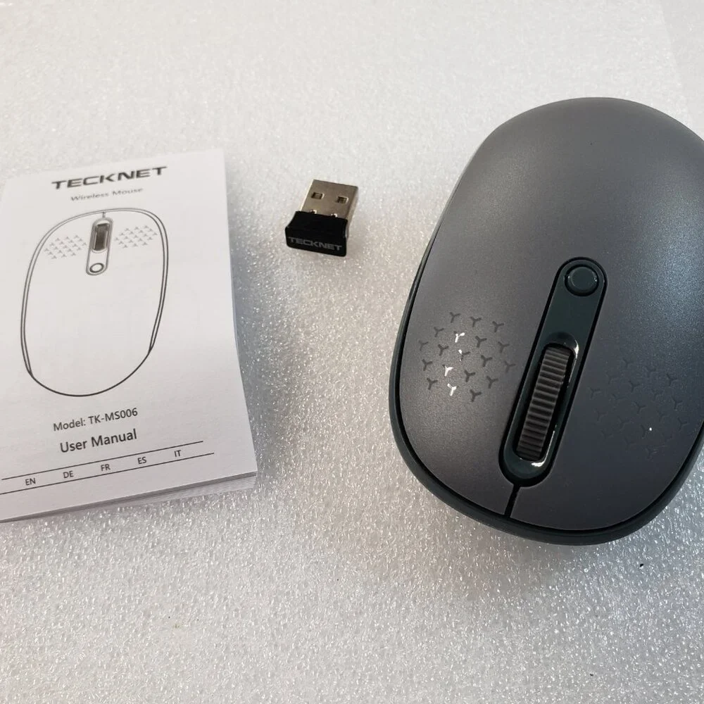 TECKNET Wireless Mouse for Laptop, 2.4GHz USB Mini Cordless Small Gray TK-MS006